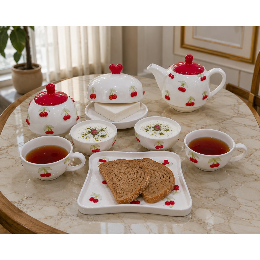 سرویس صبحانه خوری آلبالویی برجسته