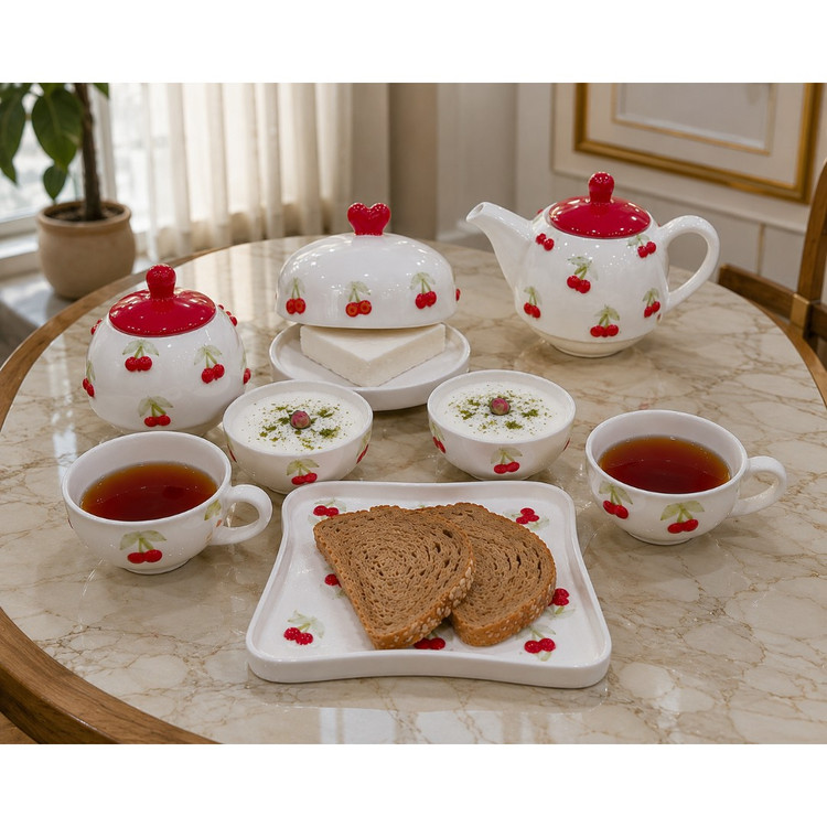 سرویس صبحانه خوری آلبالویی برجسته