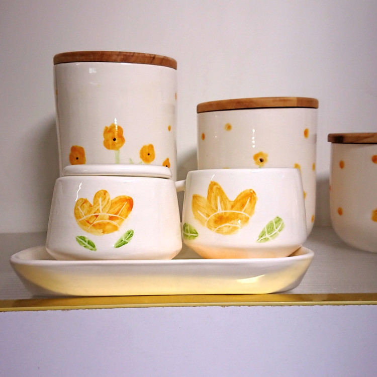 ست چای خوری سرامیکی / قندان و فنجان(پس کرایه)