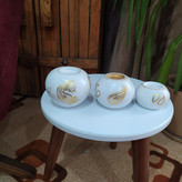 شمعدان سفالی طرح سنتی ست 3 عددی رنگ ثابت پس کرایه