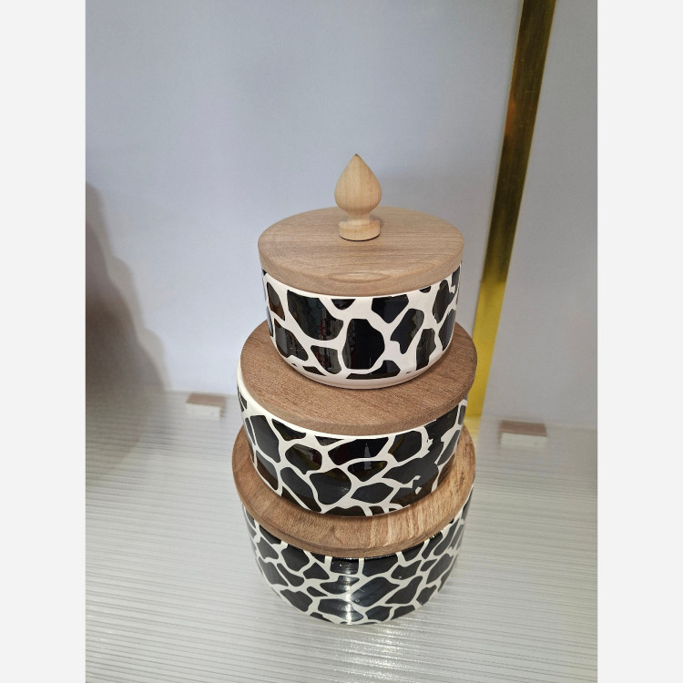 ست شکلات خوری کندی درب چوب (ست سه عددی)