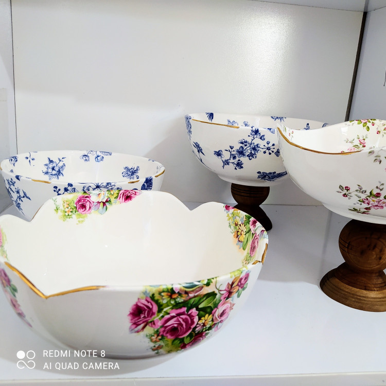 کاسه میوه خوری 25سانتی پایه چوب (صمانت ارسال )
