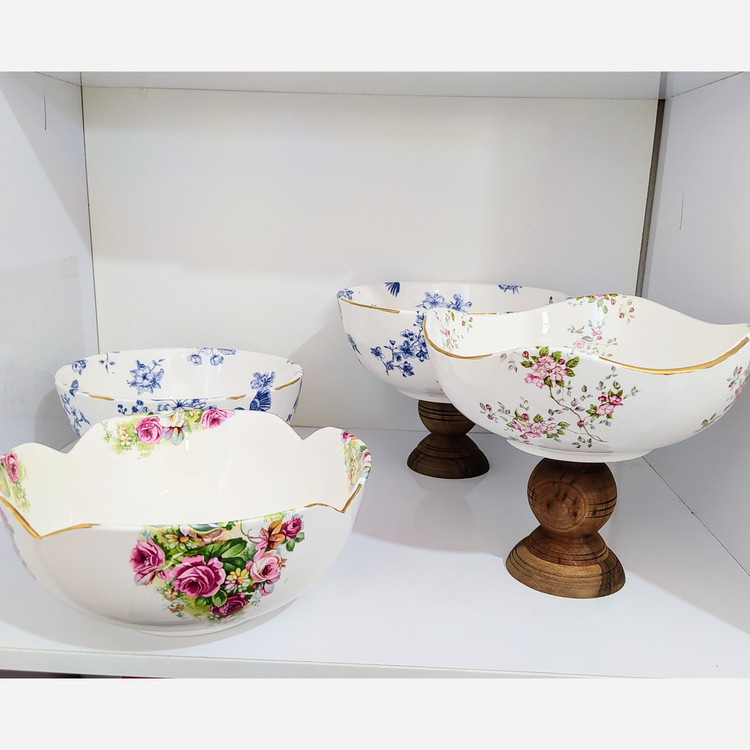 کاسه میوه خوری 25سانتی پایه چوب (صمانت ارسال )